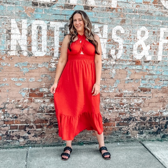 Amazon Dresses Nwt Red Cross Cross Top Maxi Dress Poshmark